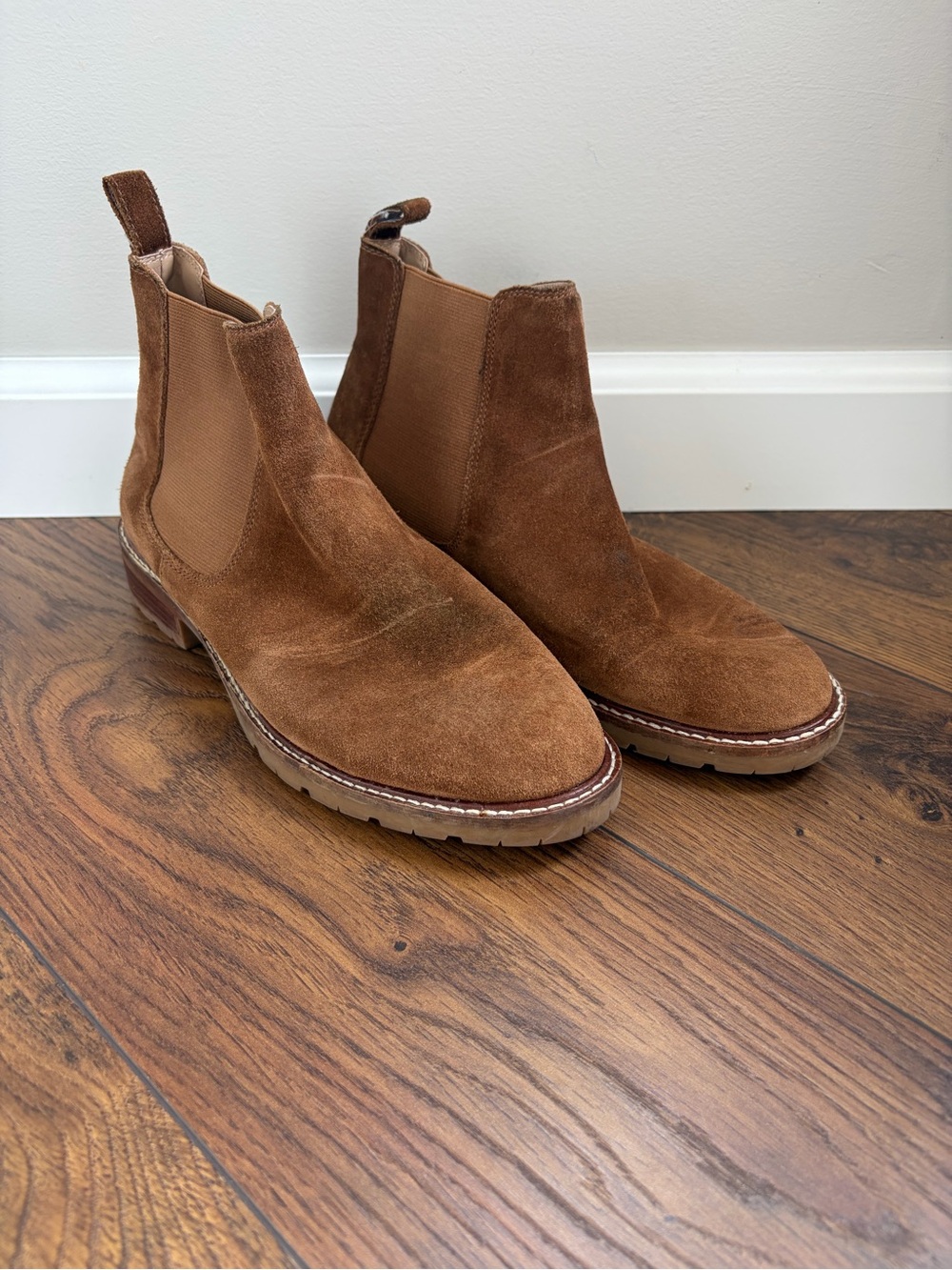 Steve Madden Suede Chelsea Booties in Cognac